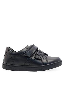 Start-Rite Boys Explore Leather Double Riptape Trainer School Shoes - Black