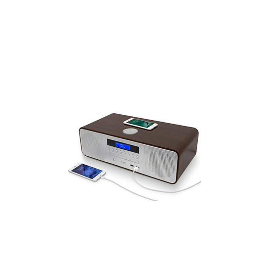 AUDIBLE FIDELITY Complete Hi-Fi DAB/DAB+ Stereo System CD Player With Speakers, Wireless Charging & USB Charging, Bluetooth, MP3 Playback, FM & Digita