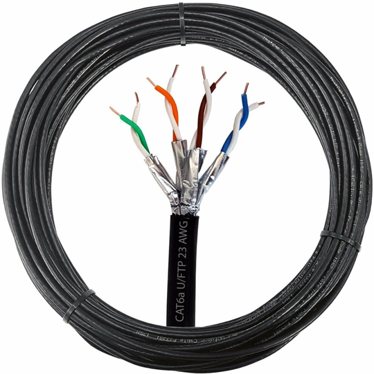 100m (330ft) CAT6a Outdoor Rated Foil Shielded / Screened Cable - Pure Copper, Solid Core, 10 Gigabit, 23 AWG U/FTP Ethernet Network Internet External
