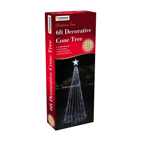 6ft 573 LED Outdoor Cone Tree - White