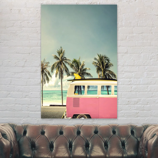 Camper Van Surfer - Wrapped Canvas Art Prints