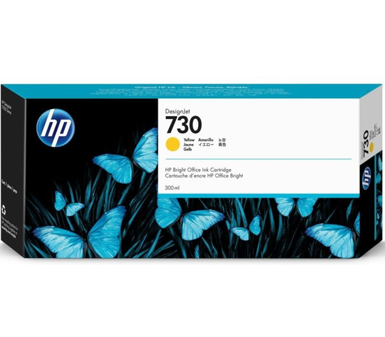HP 730 Yellow Original Designjet Ink Cartridge - High Yield 300ml - P2V70A