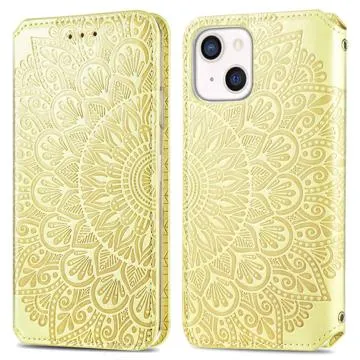 Mandala Series iPhone 14 Wallet Case - Yellow