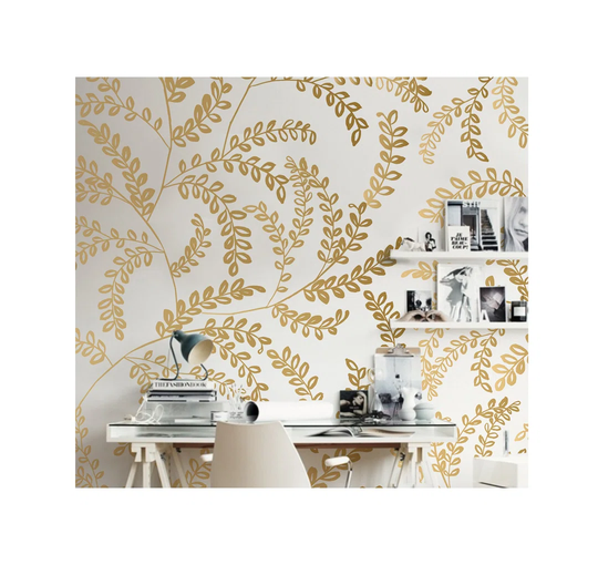 Jevonda Gold Leaves Gold Wallpaper
