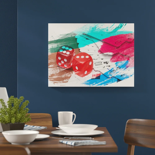 'Red Dice and Deck of Cards' Graphic Art Print Poster