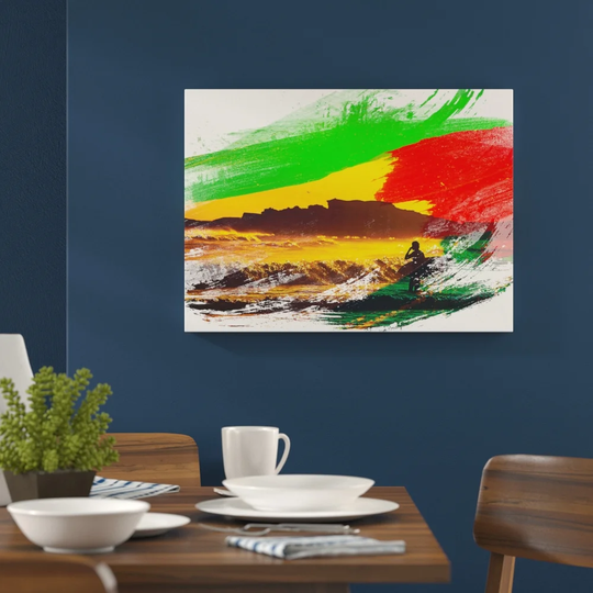 'Surfer Surfing Sunset Seascape' Graphic Art Print Poster