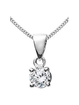 Love Diamond 9Ct White Gold 25 Point Diamond Solitaire Pendant
