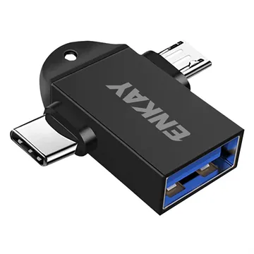 Enkay ENK-AT112 USB 3.0 to USB-C/MicroUSB OTG Adapter - Black
