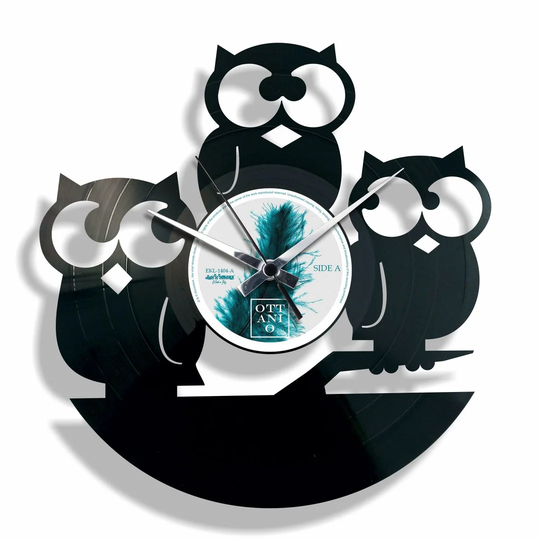 Tre Civette Sul Como Vinyl with Owls 30cm Silent Wall Clock
