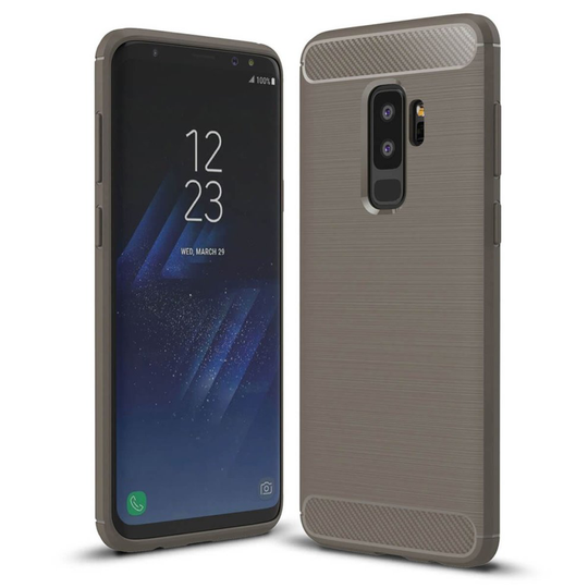 (Grey, For Samsung Galaxy S9) ShockProof Luxury TPU Rugged Carbon Case Cover For Samsung Galaxy S9 & S9 Plus
