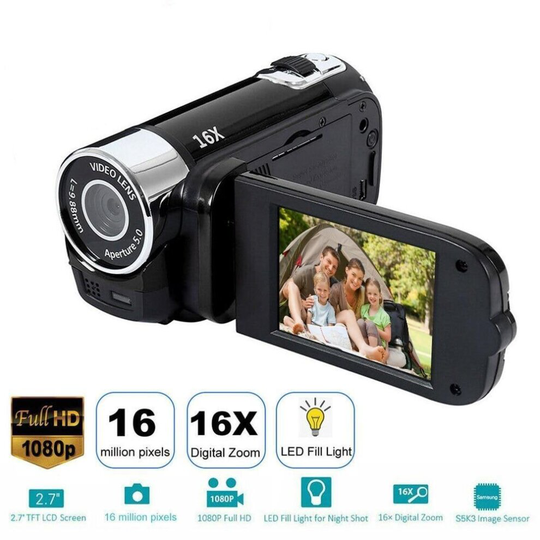 1080P Video Camera HD Digital Camcorder 2.7 inch 16MP High Definition DV Cameras 270 Degree Rotation Digital CamcorderSPASH