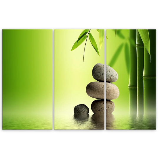 Canvas Print GREEN Stones Bamboo Zen