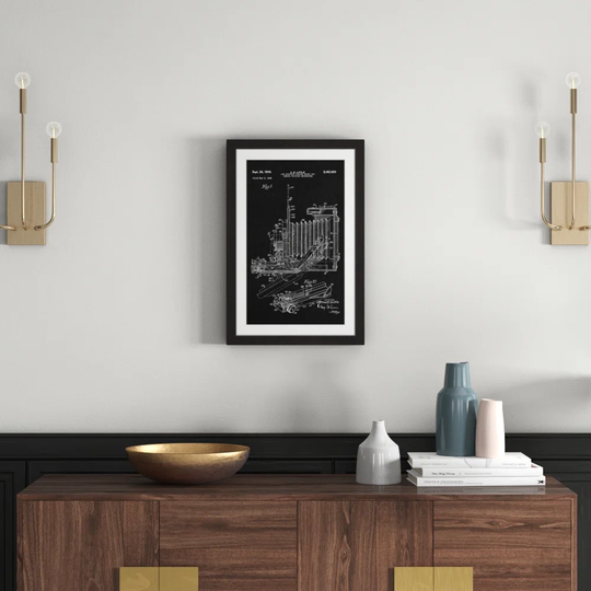 'Camera 1949 Black Paper' by Steve King Framed Graphic Art