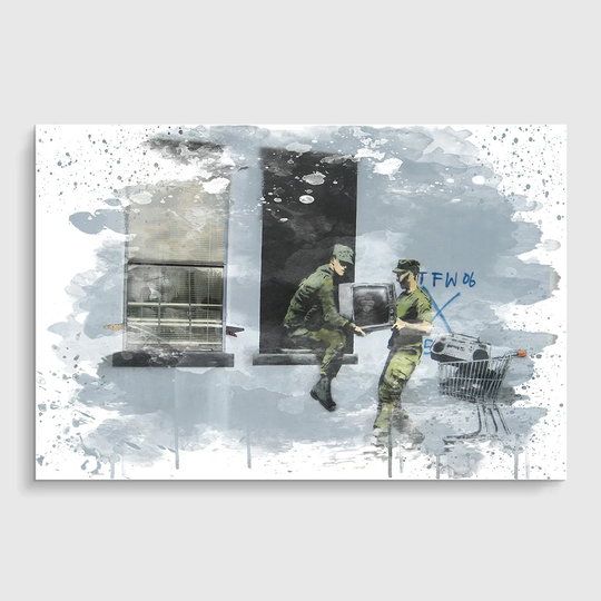 'Banksy Looters New Orleans Graffiti Wall Art' Graphic Art Print Poster