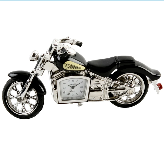 Analog Metal Quartz Tabletop Clock in Black/Silver
