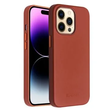Qialino Premium Mag iPhone 14 Pro Leather Case - Brown