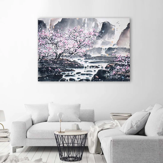Canvas Print Japanese Landscape Watercolour