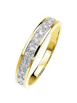 Love Diamond 9Ct Yellow Gold 0.10Ct Diamond Half Eternity Ring