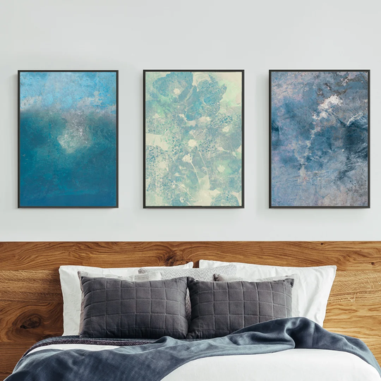 Abstract Triptych - 3 Piece Picture Frame Graphic Art Print Set on Paper