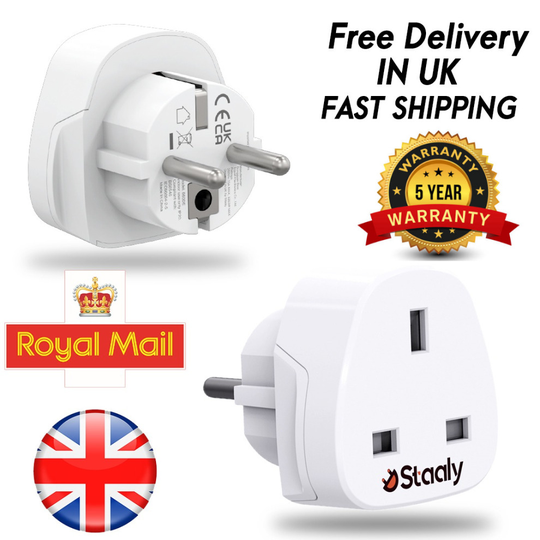 (2 Pack) Travel Adapter Plug UK to EU 2 Pin Holiday Accessory European