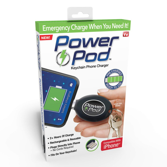 Power Pod Portable Keychain Mobile Emergency Recharger Apple iPhone