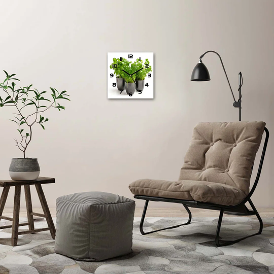 Herbs in Pots Silent Wall Clock
