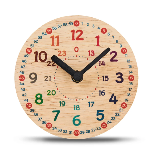 Analog Rubberwood Solid Wood Quartz Tabletop Clock in Yellow