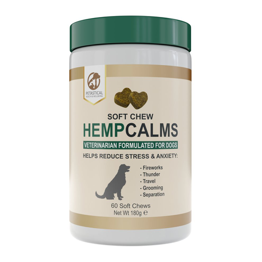 Petastical Hemp Oil for Dogs Chews - Dog Calming Aid Tablets for Anxiety Relief - Veterinarian Formulated - 60 Soft Chews