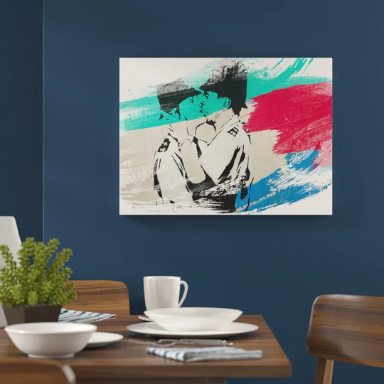 'Banksy Kissing Police Policeman Graffiti' Graphic Art Print Poster