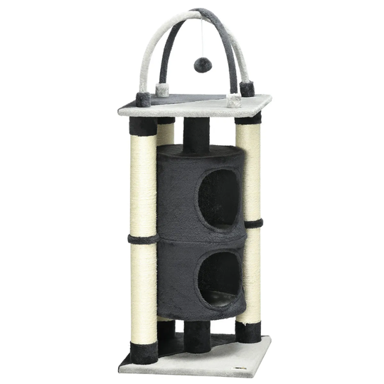 PawHut 114cm Cat Tree for Indoor Cats - Dark Grey