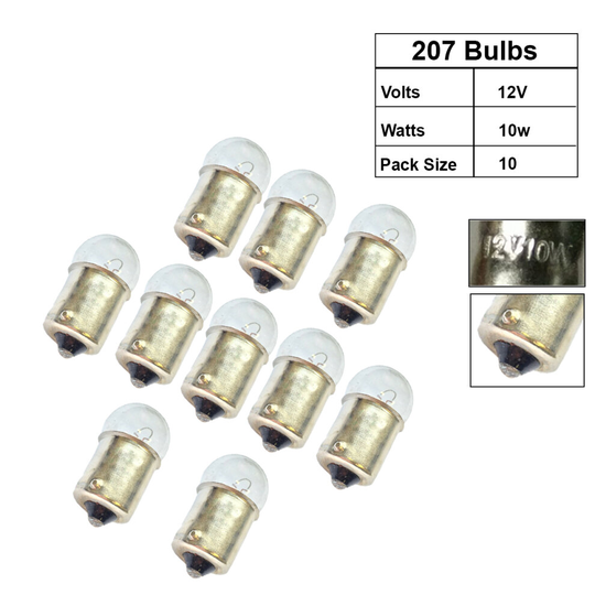 10x 207 Side Tail Light Push In Number Plate Capless Bulb Bulbs Lamps 12v 10w