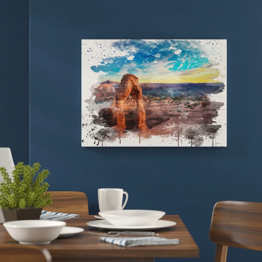 'Stone Arch Utah Landscape and Mountains' Graphic Art Print Poster