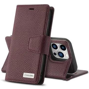 Dolisma Textured 2-in-1 Detachable iPhone 14 Pro Max Wallet Case - Wine Red