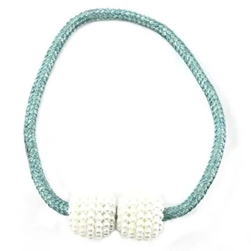 Magnetic Braided Ball Buckle Drapery - Cyan