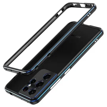 Polar Lights Style Samsung Galaxy S21 Ultra 5G Metal Bumper - Black / Blue