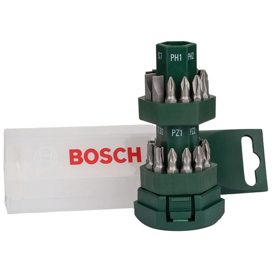 Bosch 25-Piece Screwdriver Bit Set - Green & White