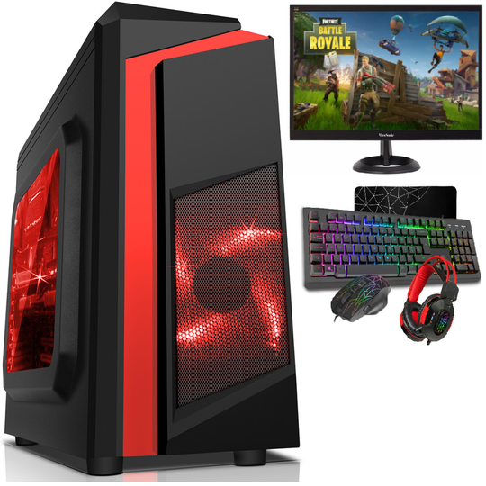 Gaming PC F3- Red intel core i5 16GB Ram 1TB GT710 19" monitor WiFi