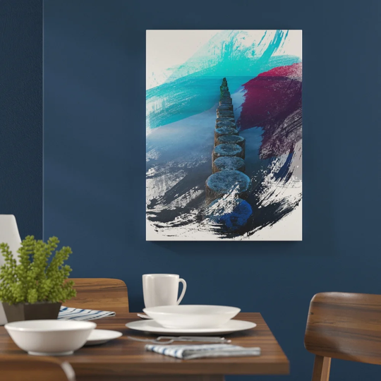 'Groynes Evening Sun Baltic Seascape' Graphic Art Print Poster