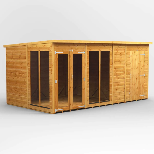 14X8 Power Pent Summerhouse Combi Including 4Ft Side Store