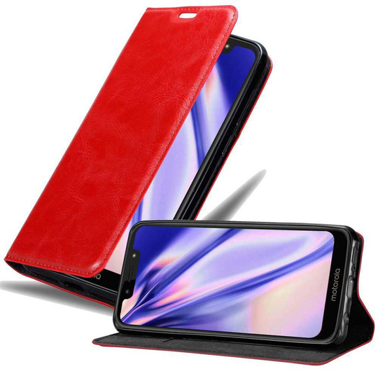 (APFEL ROT, Motorola MOTO G7 PLAY) Cadorabo Case for Motorola MOTO G7 PLAY Cover Book Wallet Protection PU Leather Flip Magnetic Etui