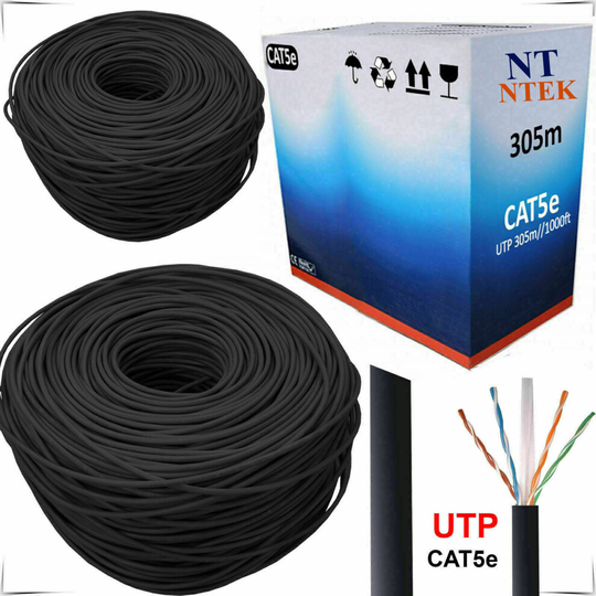 (305M Cat5e UTP Roll (Black)) 305M RJ45 CAT5E OUTDOOR Ethernet LAN Cable UTP FTP