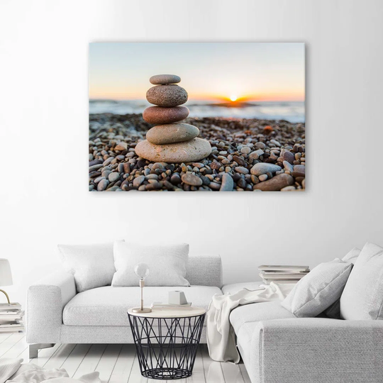Canvas Print Stones Zen Beach Brown