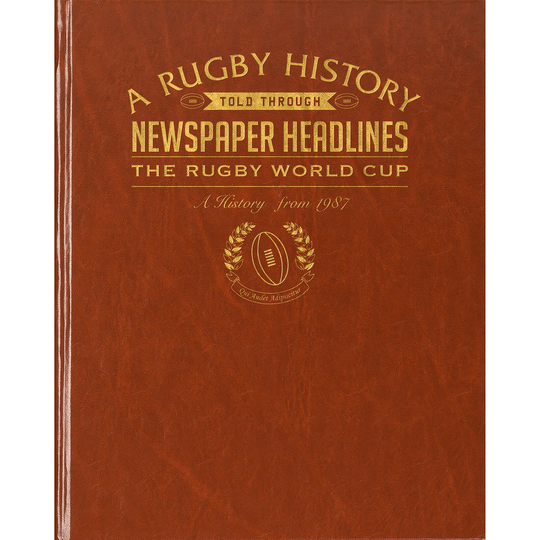 Rugby World Cup Newspaper Book - Brown Leatherette