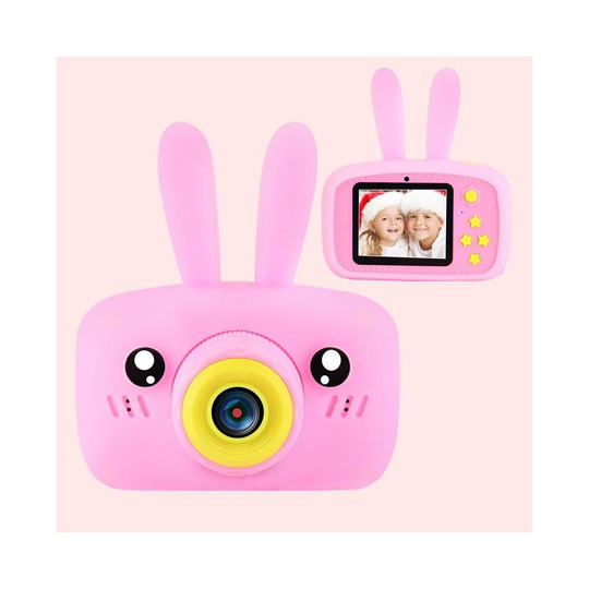 (Rabbit Pink) HD 1080P Kids Digital Camera Cartoon Screen Xmas Gift