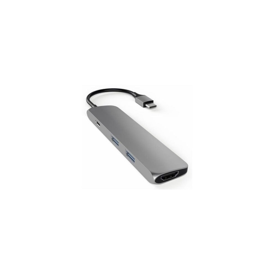 Satechi Slim Aluminum Type-C Multi-Port Adapter with USB-C Pass-Through, 4K HDMI, USB 3.0 - Compatible with 2016/2017/2018 MacBook Pro,...