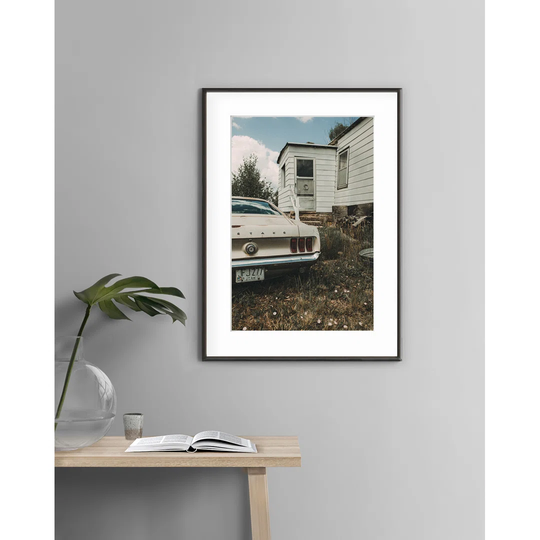 White Mustang, Somewhere in Utah - Picture Frame Photograph Print on Paper