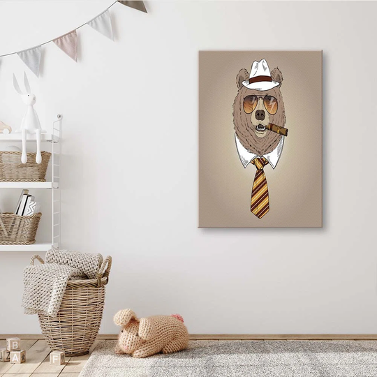 Canvas Print Bear Brown Glasses