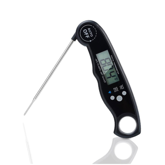 Intirilife Foldable Kitchen Thermometer BLACK Digital waterproof magnetic Thermometer LCD Display Alarm Function CookingBBQBaking etc.stant Read