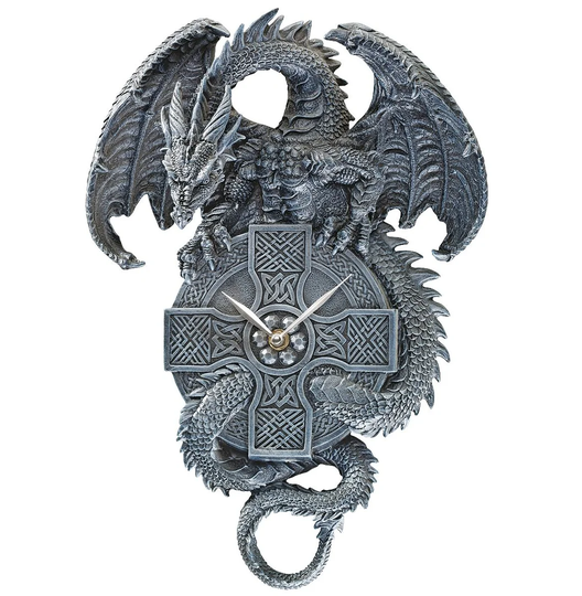 The Celtic Timekeeper Sculptural Dragon Wall Clock