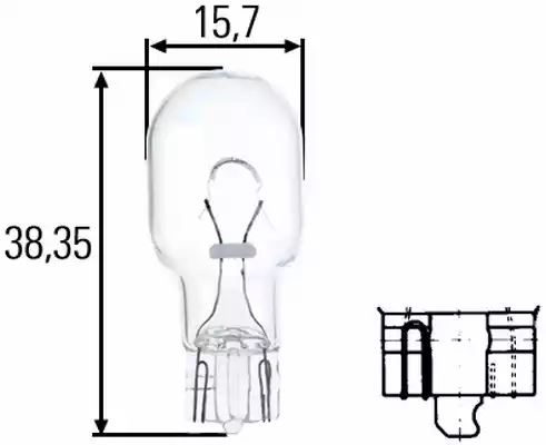 Bulb 12V 16W Capless (W2.1X9.5D) 8GA008246-001 by Hella